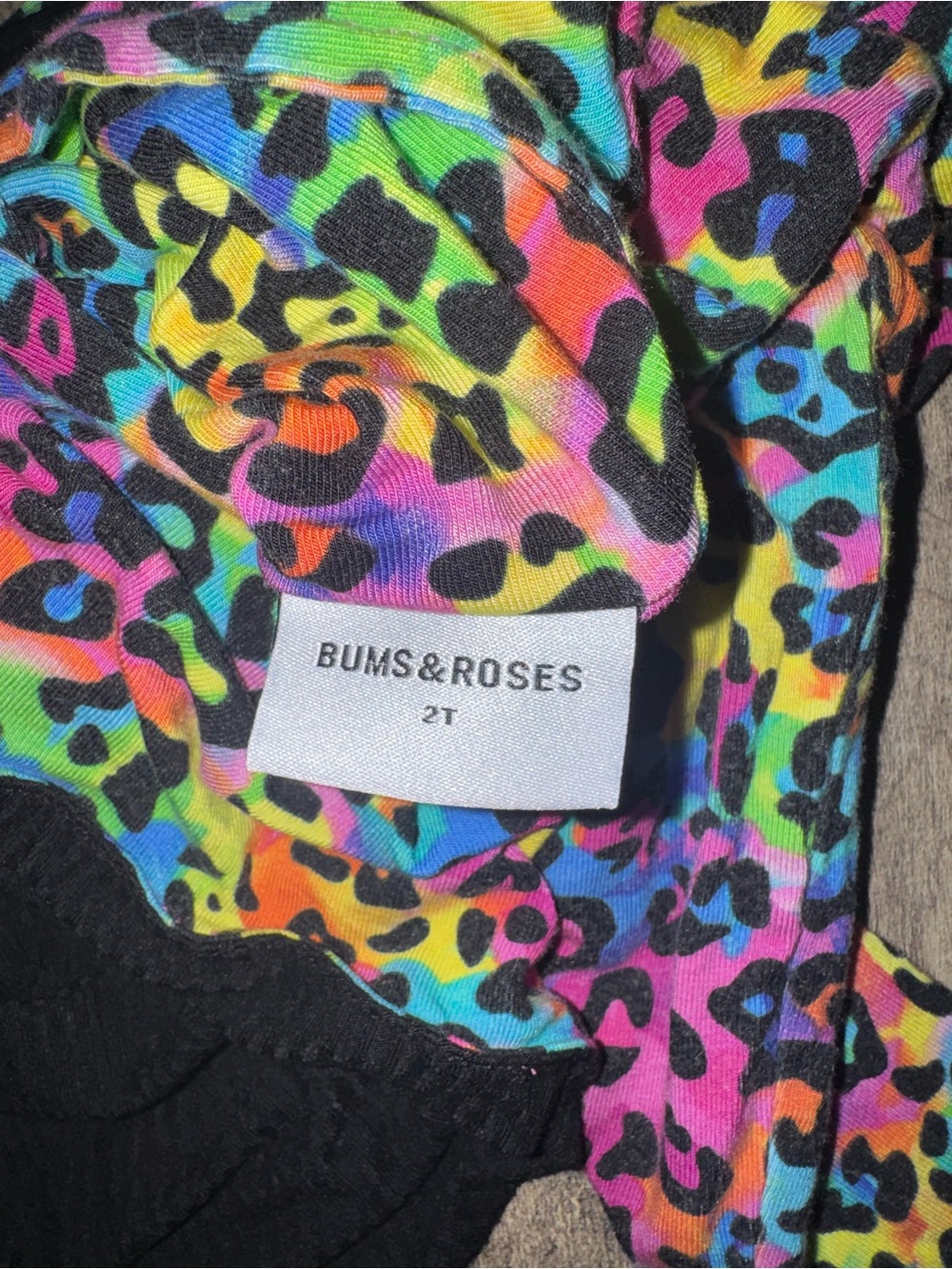Bums & Roses Reversible Rainbow Leopard Zip Hoodie Jacket 2T - Picture 5 of 7